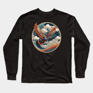 Bird in the Clouds Embroidered Patch Long Sleeve T-Shirt